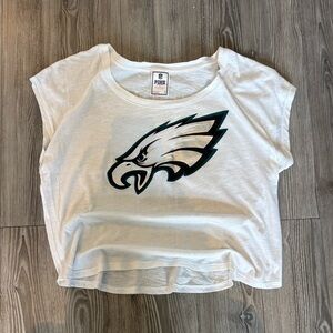 Victoria Secret PINK Philadelphia Eagles White Cropped T-Shirt Small Team Logo